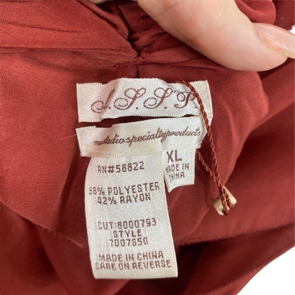 MSSP NWT Draped Back Caftan Silky Dress - XL - Rust Orange - Picture 6 of 8